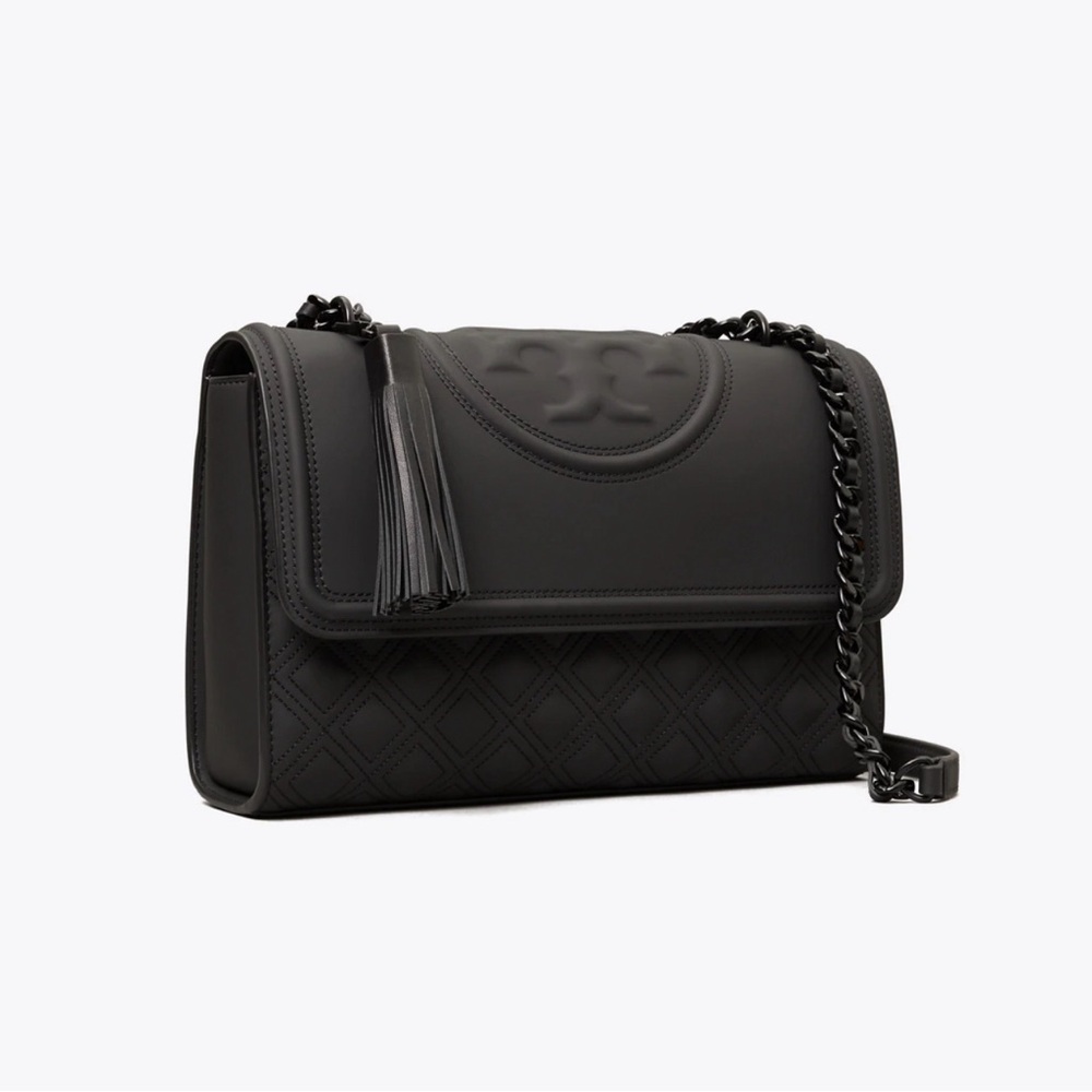 TORY BURCH SMALL FLEMING MATTE CONVERTIBLE SHOULDER BAG MATTE BLACK